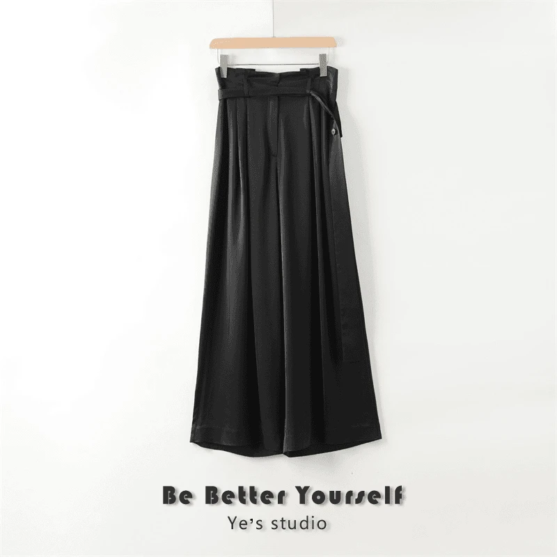 【反季】慵懒老钱风花苞高腰醋酸气质阔腿裤23123788