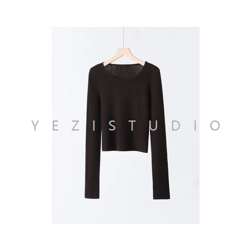 【折】“早秋织意”18针扬子纱弹力羊毛短款针织衫23319293