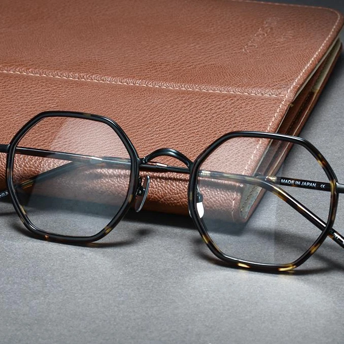 复古八角形男眼镜框男士款近视纯钛板材超轻文艺女生可配度数高级