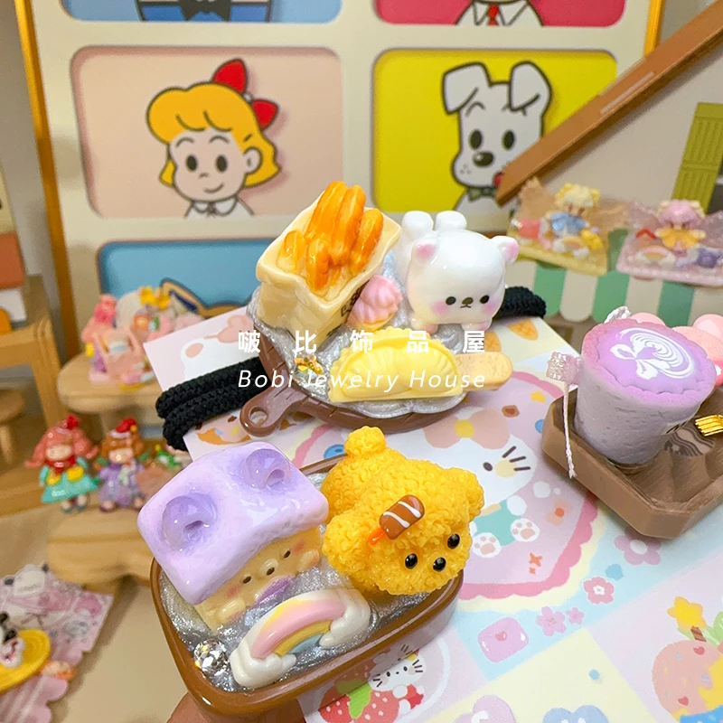 【咖色拼盘系列三件套发饰】卡通宝宝创意发夹不伤发发饰