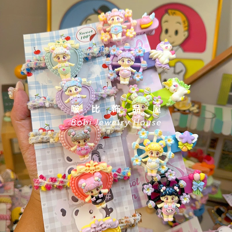 【小头娃娃全身摩天轮双旋转发夹】少女卡通创意旋转款网红发夹