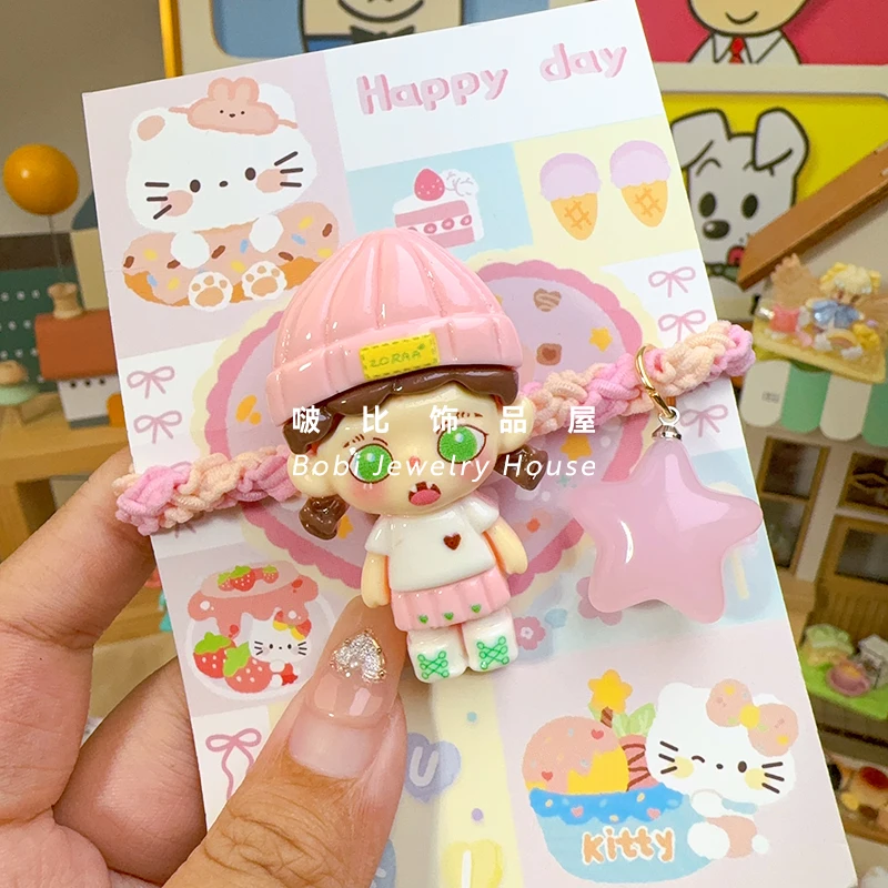 【浮力：粉帽女孩捣蛋发绳】可爱少女甜美发饰公主ins不伤发绳