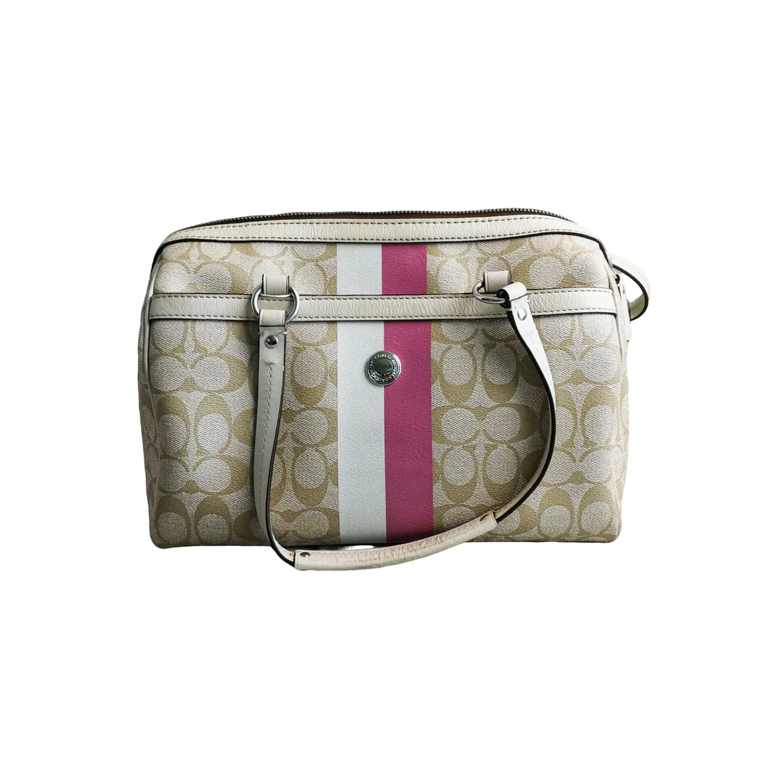 95新 COACH/蔻驰 coach 浅老花波士顿包 91614