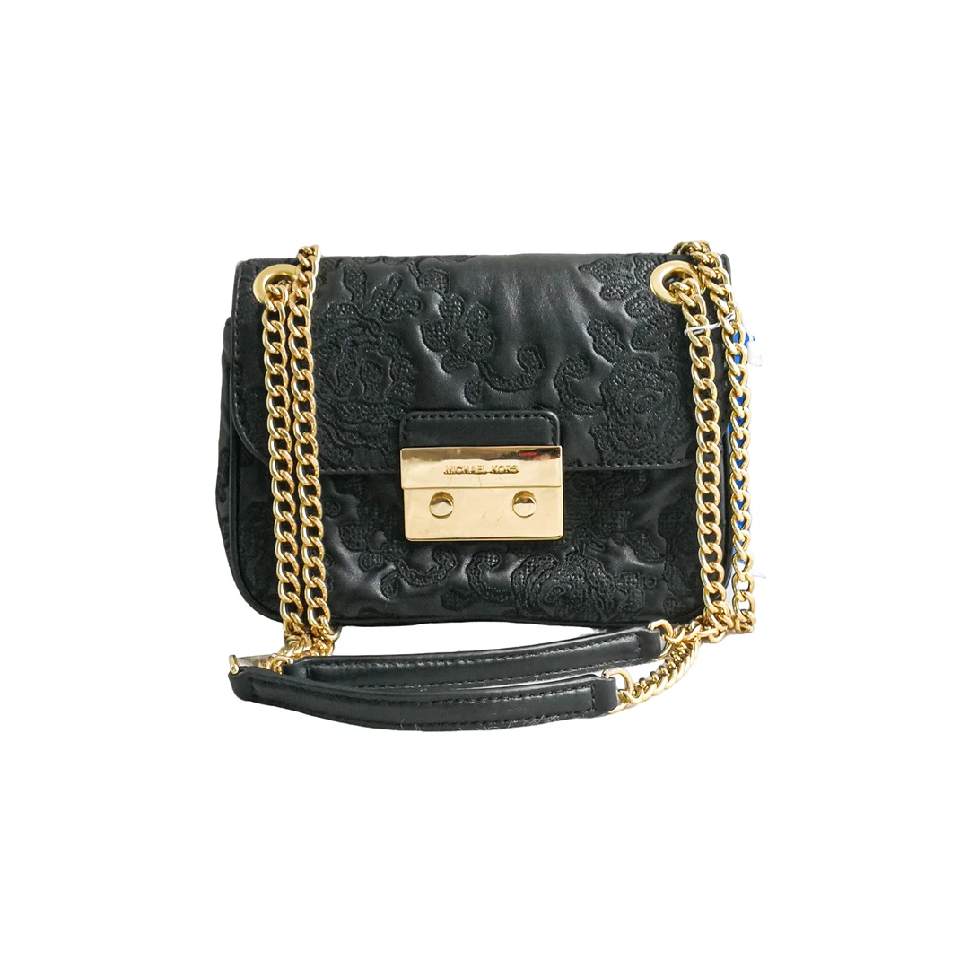 95新 COACH/蔻驰 黑色链条包 71460