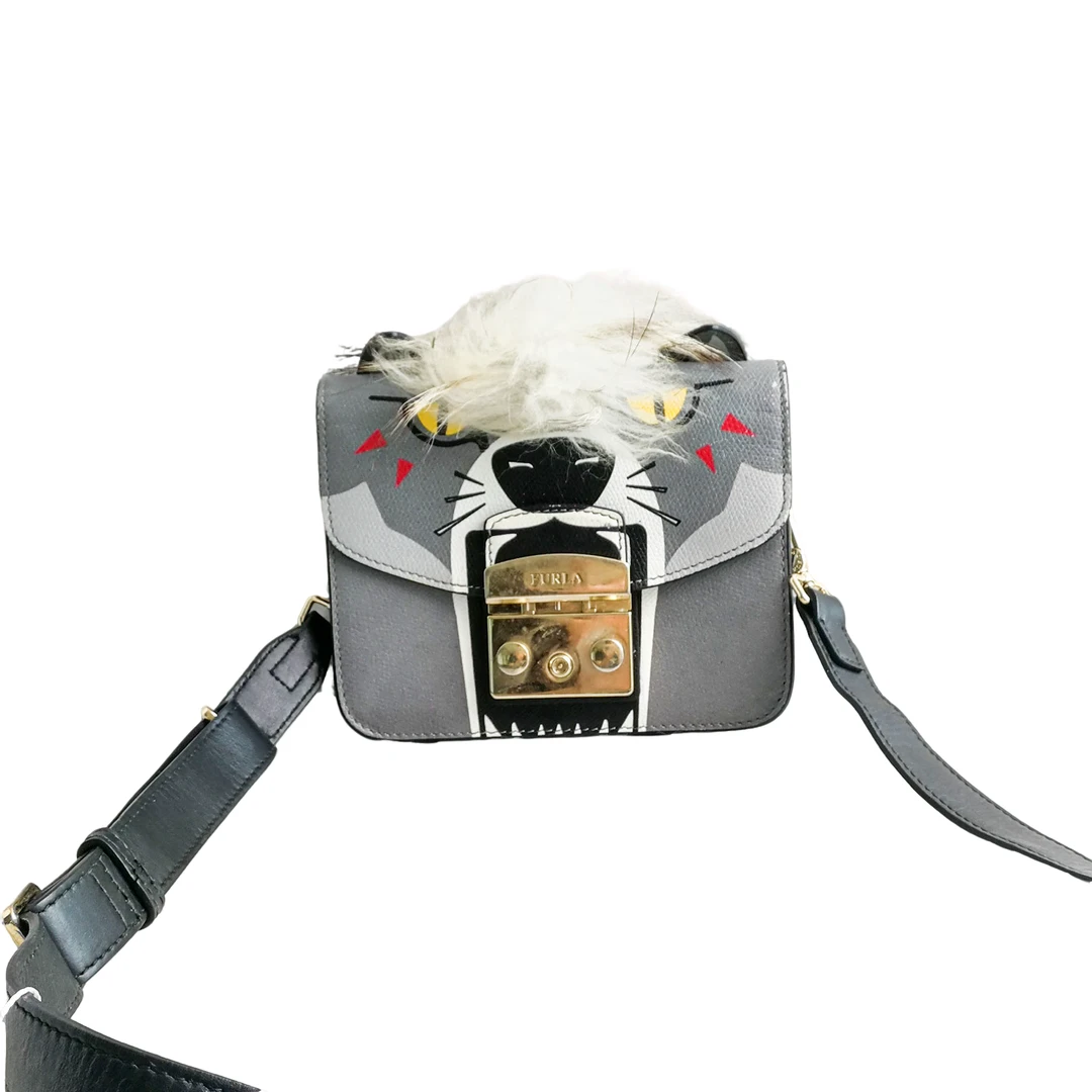 95新 FURLA/芙拉 灰猫单肩包 70724