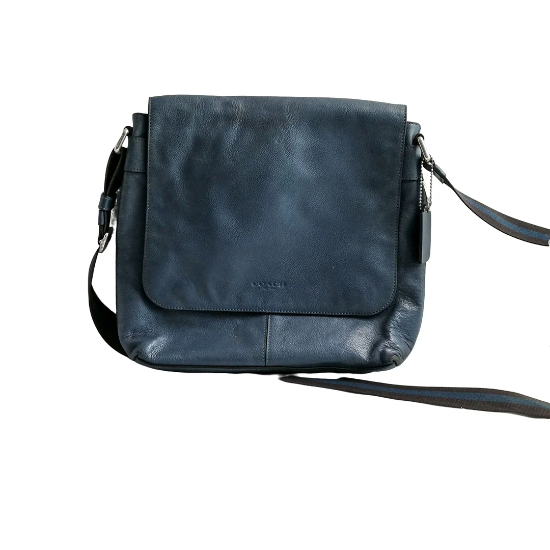 95新 COACH/蔻驰 coach  蓝色皮质单肩包  111924