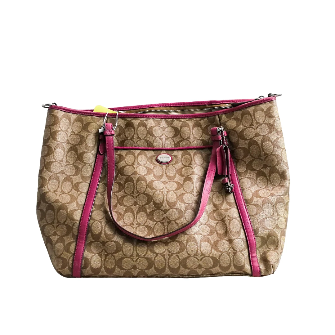 95新 COACH/蔻驰 coach  棕老花托特包  101720