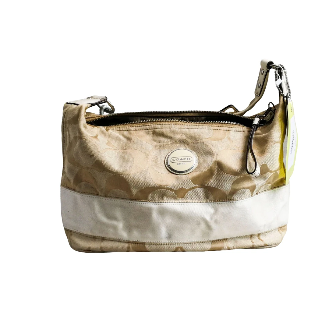 95新 COACH/蔻驰 cocah 奶茶老花布托特包  101406