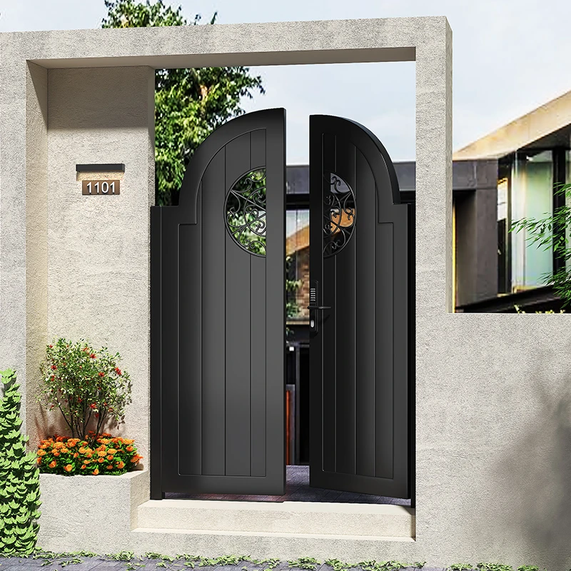 铝合金别墅大门院子门铝艺庭院单开子母门铁艺花园小区入户门