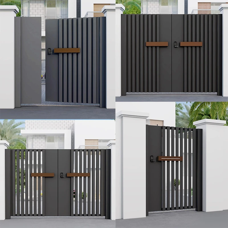 铁艺庭院门花园门铝合金农村自建房院子门电动子母门中门铝门