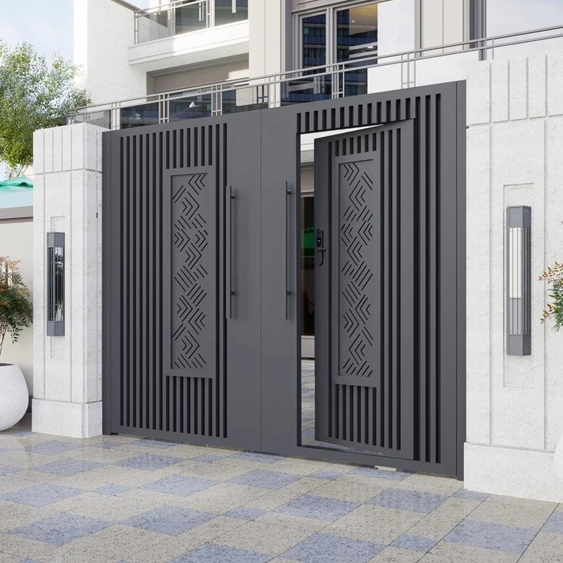 铁艺庭院门不锈钢花园门铝合金农村自建房院子门百叶门电动门