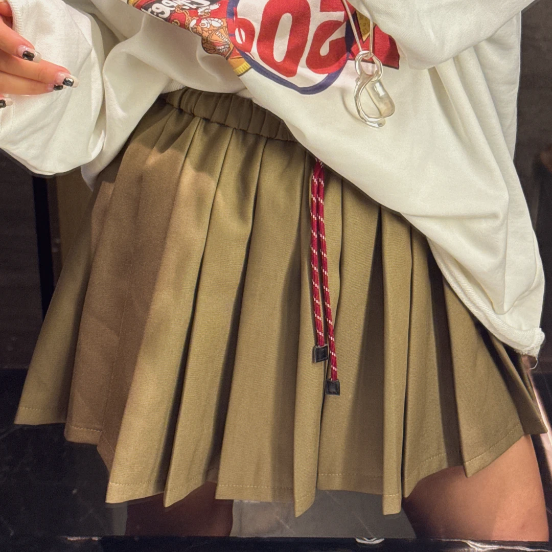 欧货新款显瘦返潮复古半身裙早秋装色百褶裙