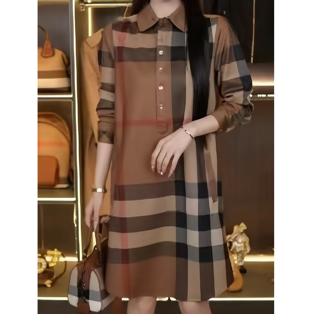 高级英伦风中长款连衣裙 175883-A