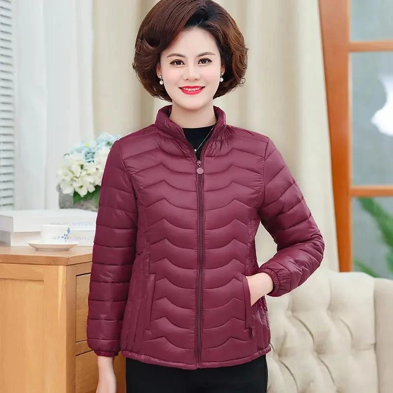 中老年女士修身轻薄羽绒服羽绒服短款外妈妈装加大加肥立领羽