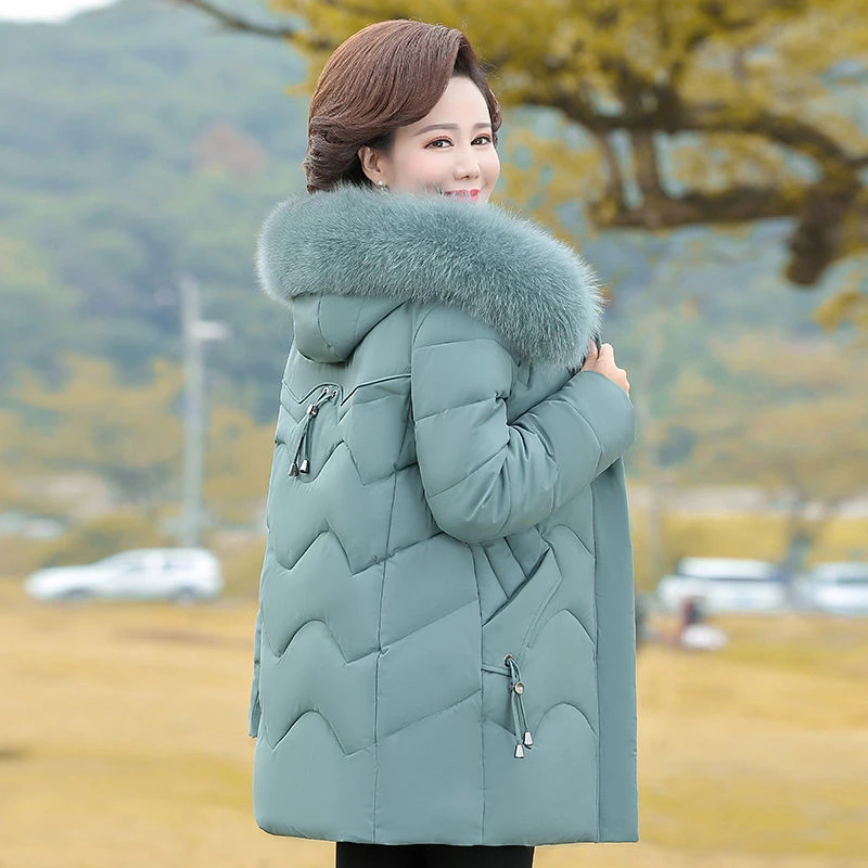 清仓妈妈羽绒羽绒服中长款羽绒衣2023新款大码中老年女装冬