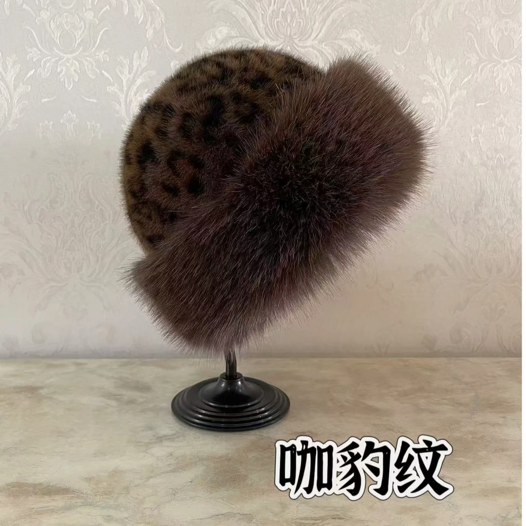 秋冬复古加厚防寒豹纹保暖帽子潮