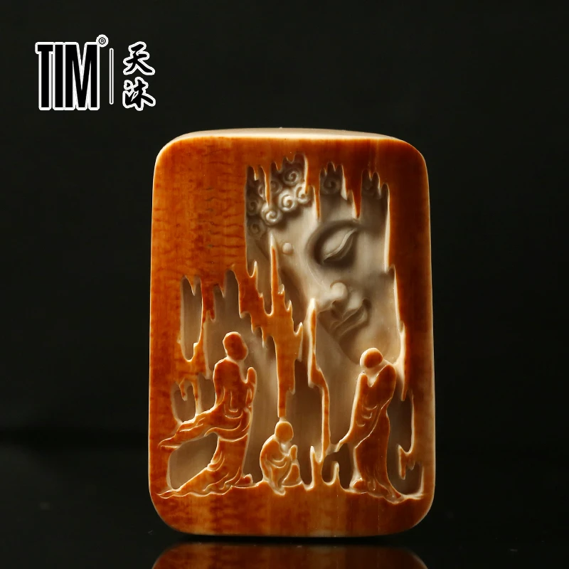TIM猛犸象牙礼佛牌子一心向佛挂件徐晓洋精雕冰料文玩佛珠吊坠