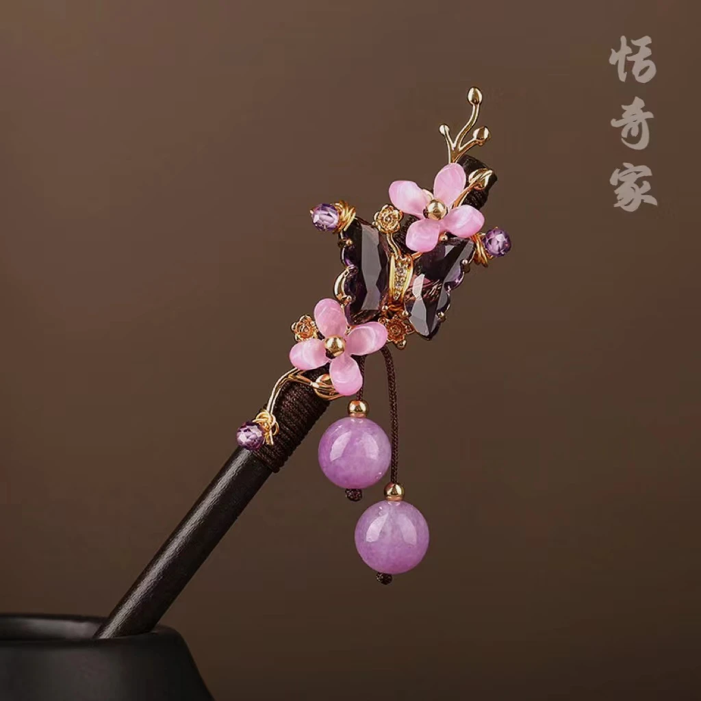 恬奇家“楠木可依”新中式高定木质发簪流苏步摇簪子高级檀木