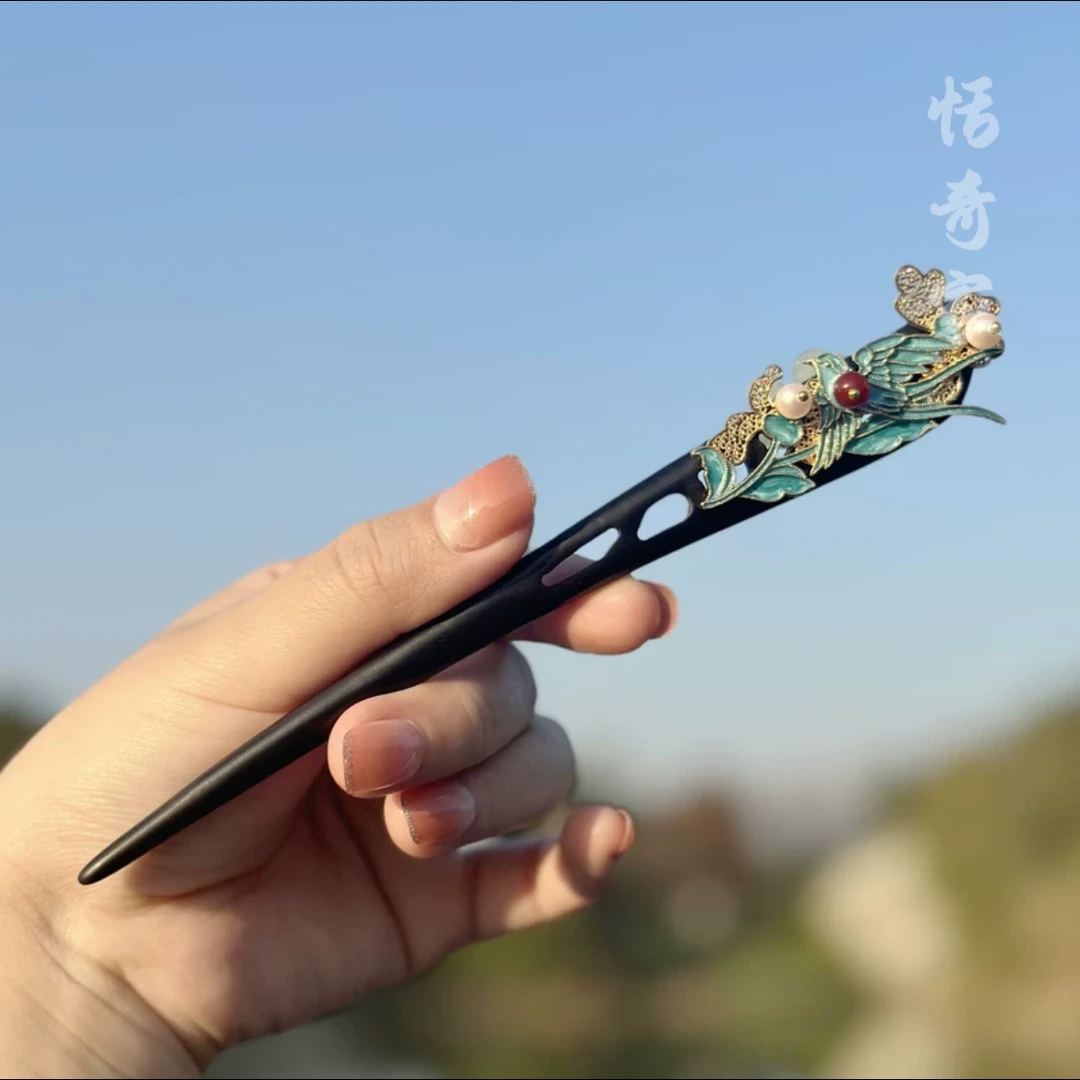 恬奇家a787“莺飞燕舞”原创烧蓝燕子发簪夏季新款手工原创设计简约