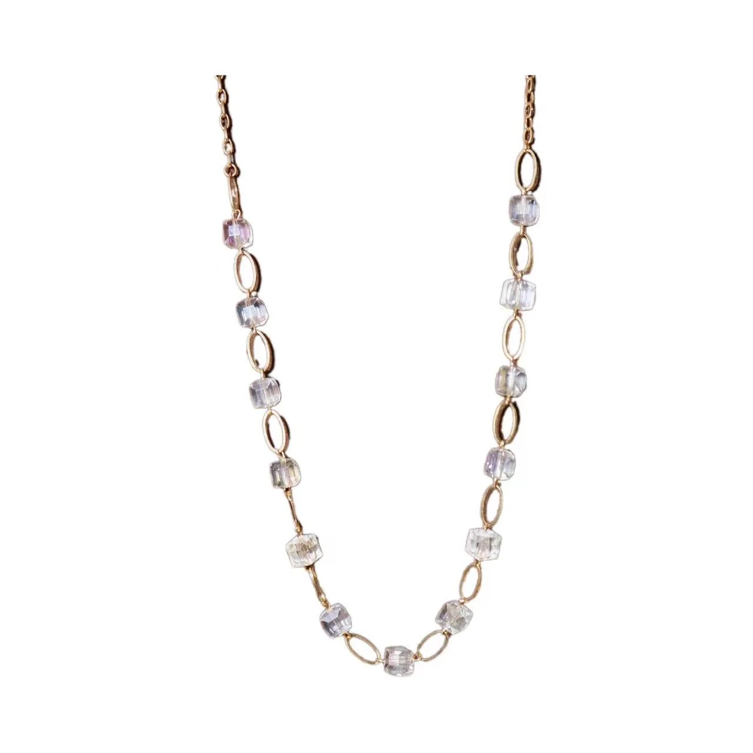 合金仿水晶项链 高级感长款复古轻奢2024新款简约个性百搭颈链