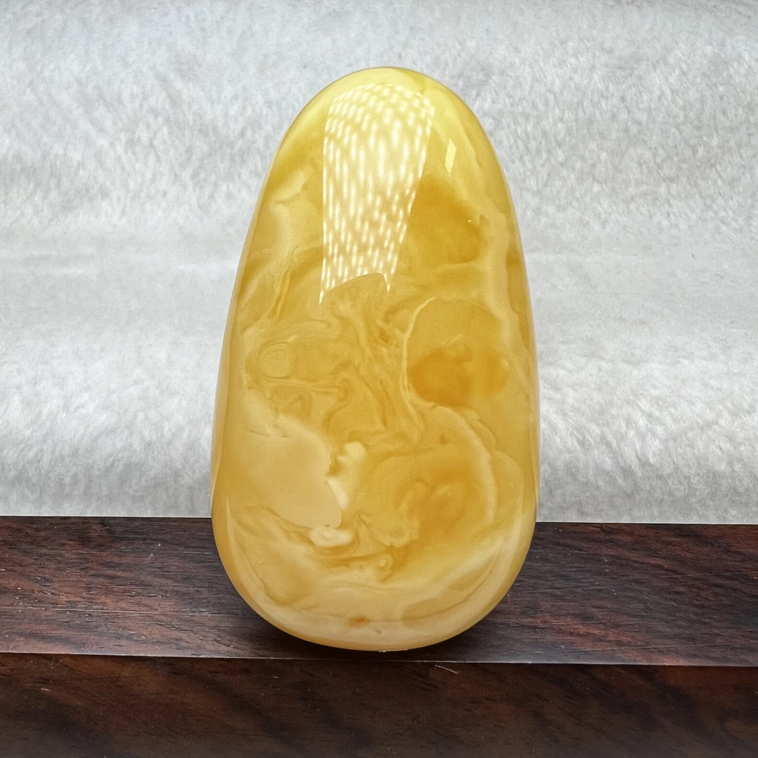 素面水滴天然琥珀蜜蜡吊坠挂件鸡油黄黄色糖料女款俏色手工