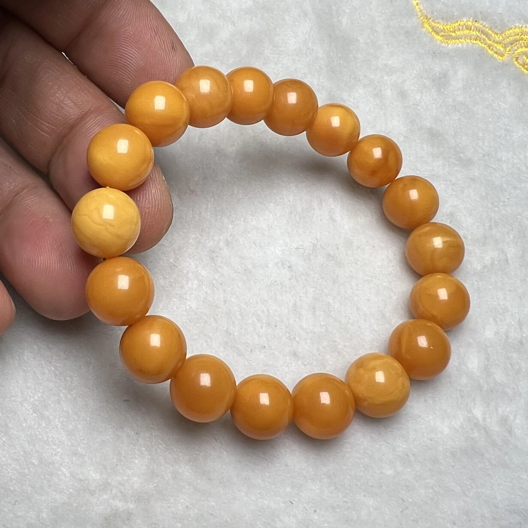 【好玉易】s107天远琥珀老蜜蜡珠子11mm左右手串时尚珠宝简约黄色