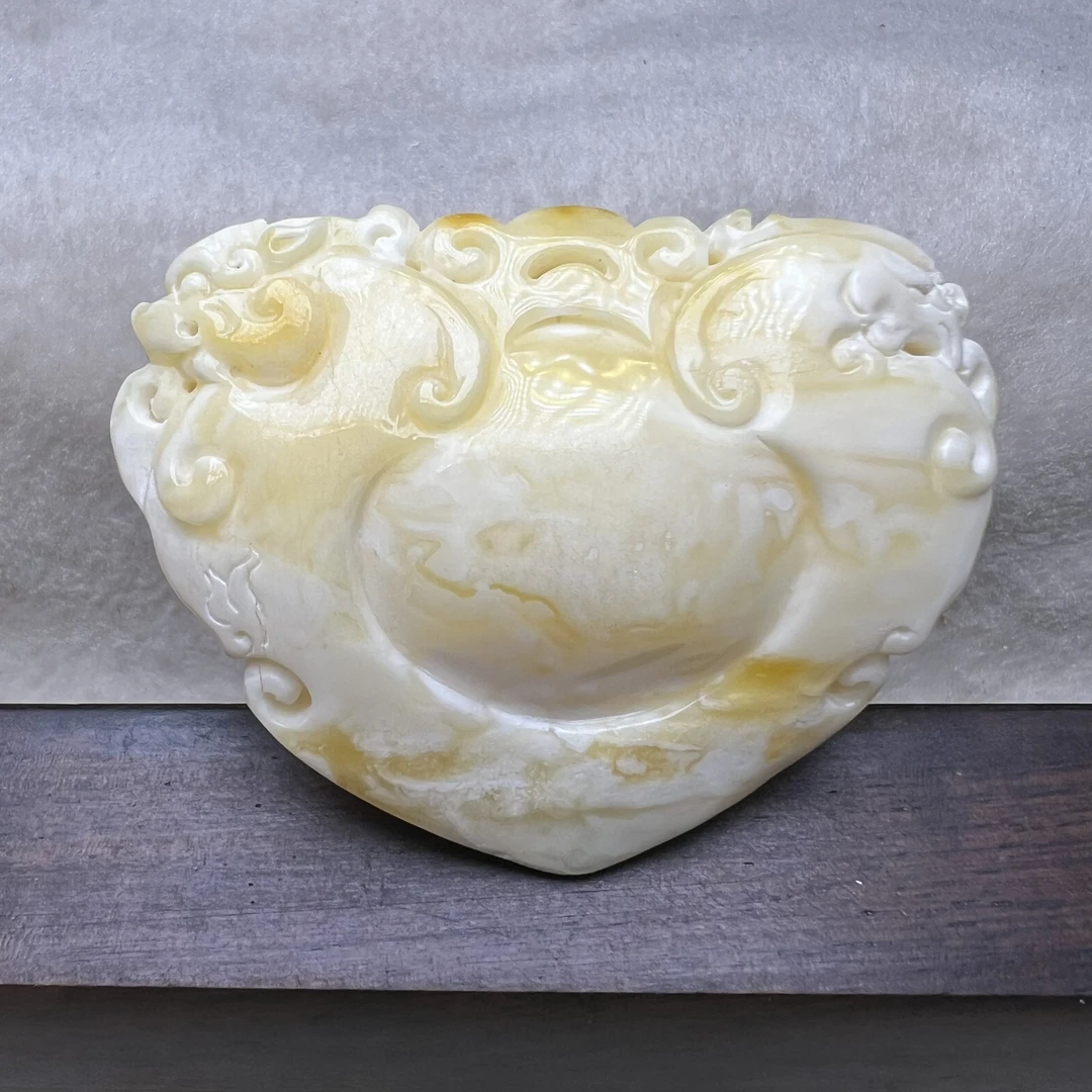 仿古龙凤呈祥白蜜蜡吊坠挂件精雕孤品气质巧雕珠宝时尚仿古