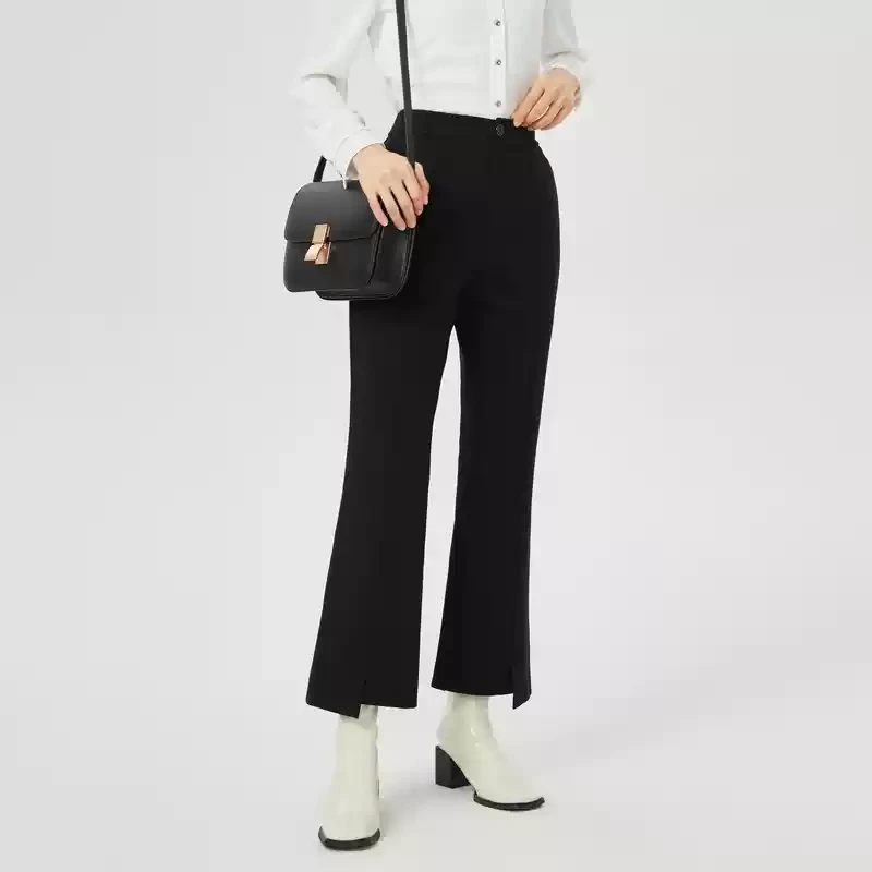 娜尔思简约通勤显腿长百搭休闲裤24冬装新款九分直筒裤NV04342W0