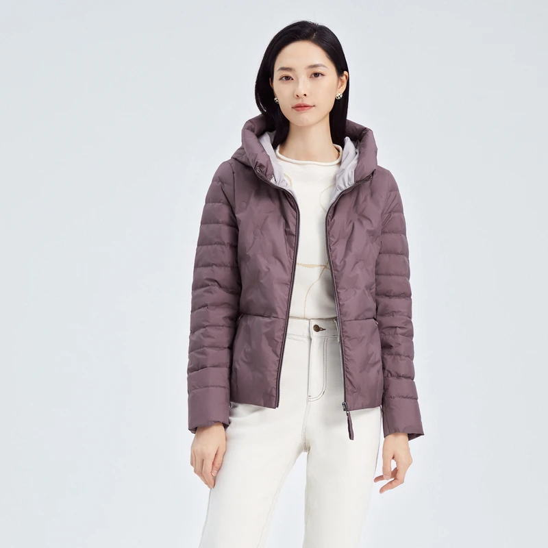 娜尔思防寒保暖时尚新款立领连帽轻好羽绒服冬NR00430R