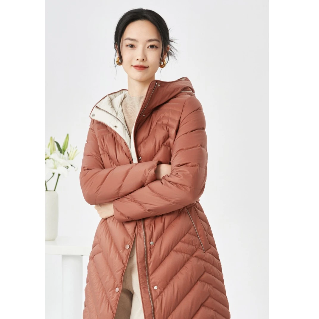 娜尔思防寒优雅显瘦女秋冬季中长款好羽绒外套NR00423B