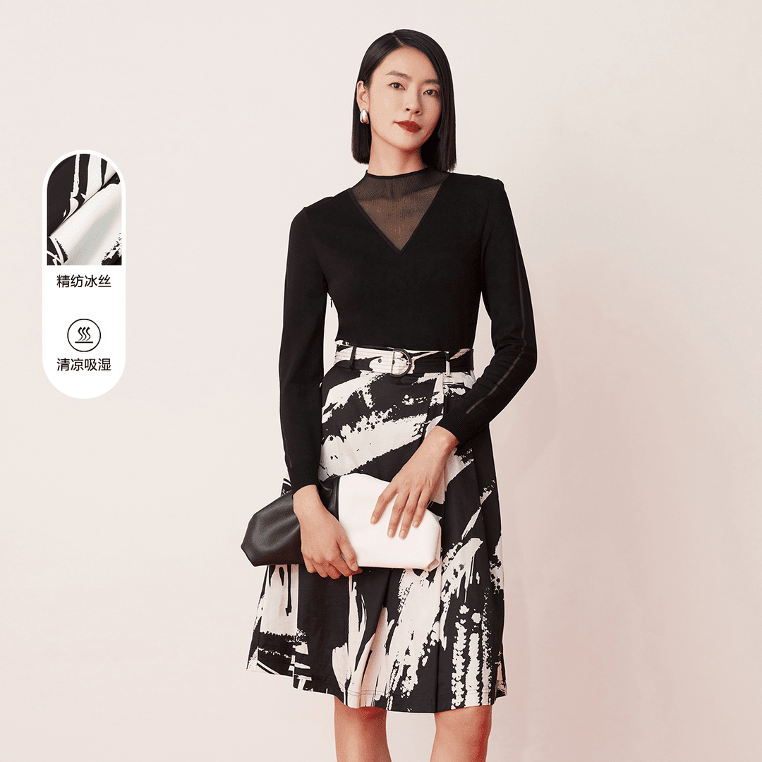 娜尔思.灵气质时尚优雅显瘦春季女款中长款连衣裙LF05190W0