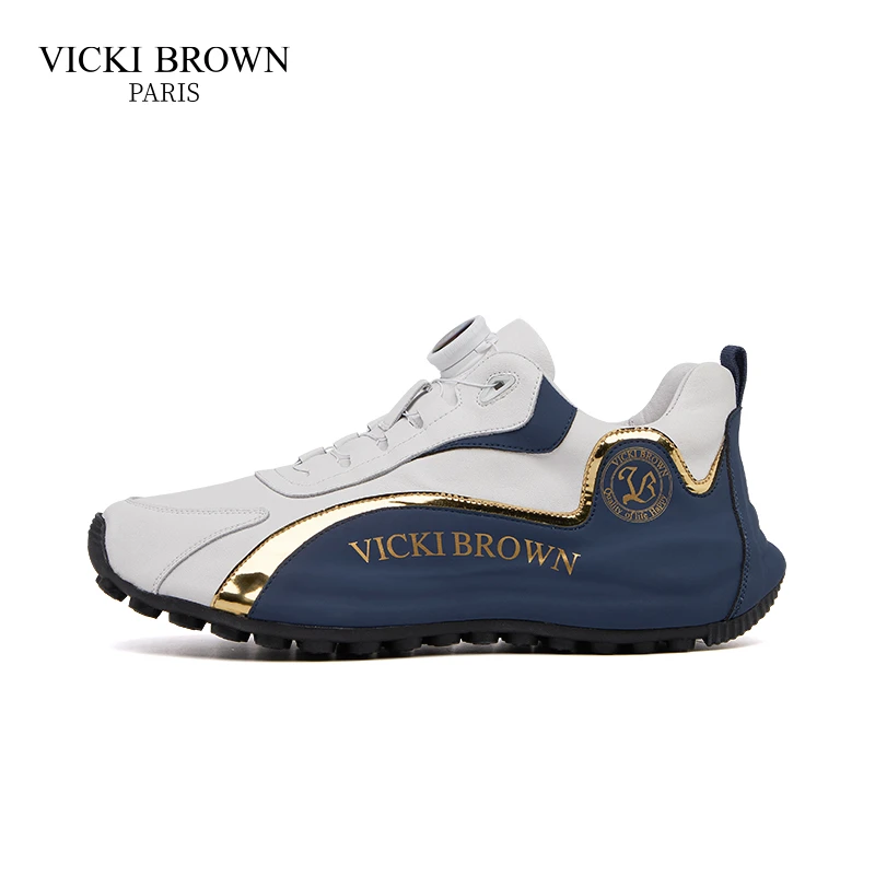 法国VICKI BROWN轻奢复古男士百搭时尚牛皮软底休闲运动鞋潮鞋