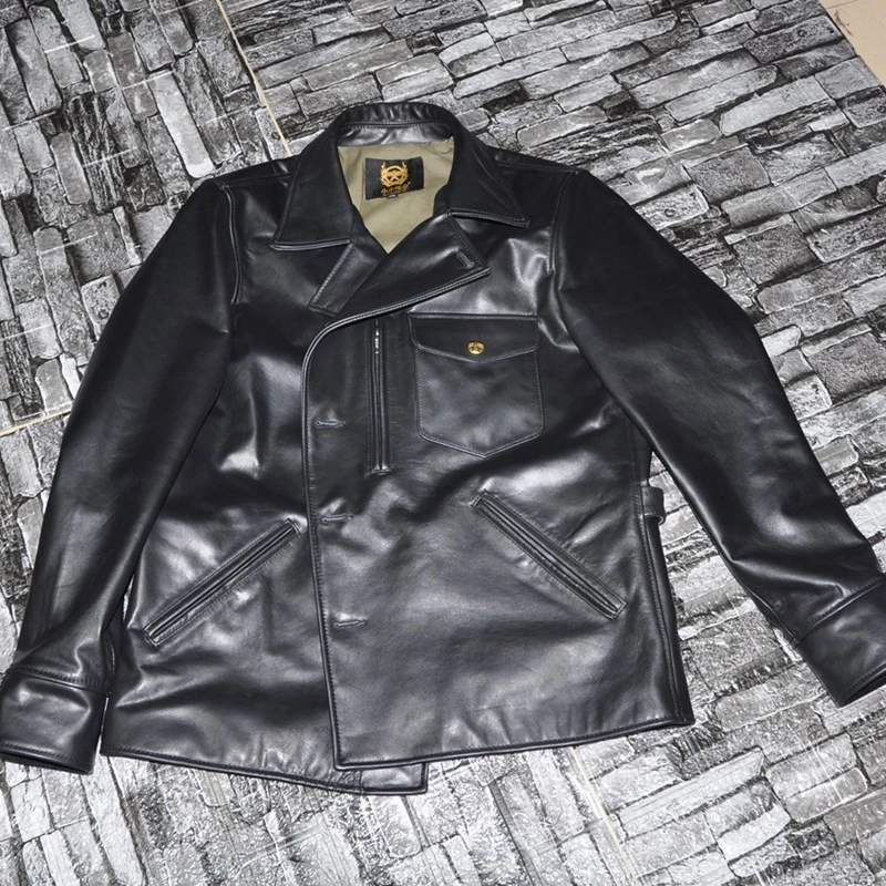 年底新款青岛皮衣压箱底好货 忍痛割爱粒面牛皮小熊男款真皮皮衣