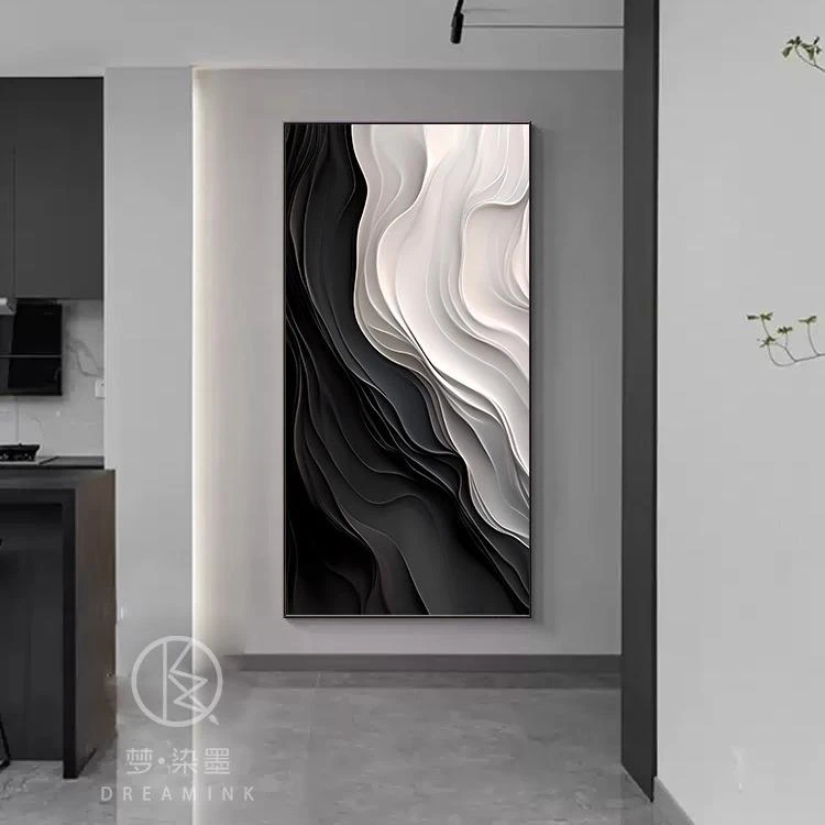 现代简约黑白大气入户玄关装饰画极简走廊过道挂画高级感玄关壁画