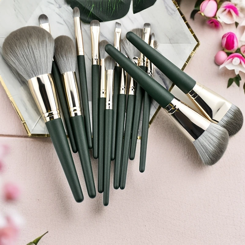 14支绿云化妆刷套装沧州超柔软散粉刷腮红刷眼影刷初学者软毛套装