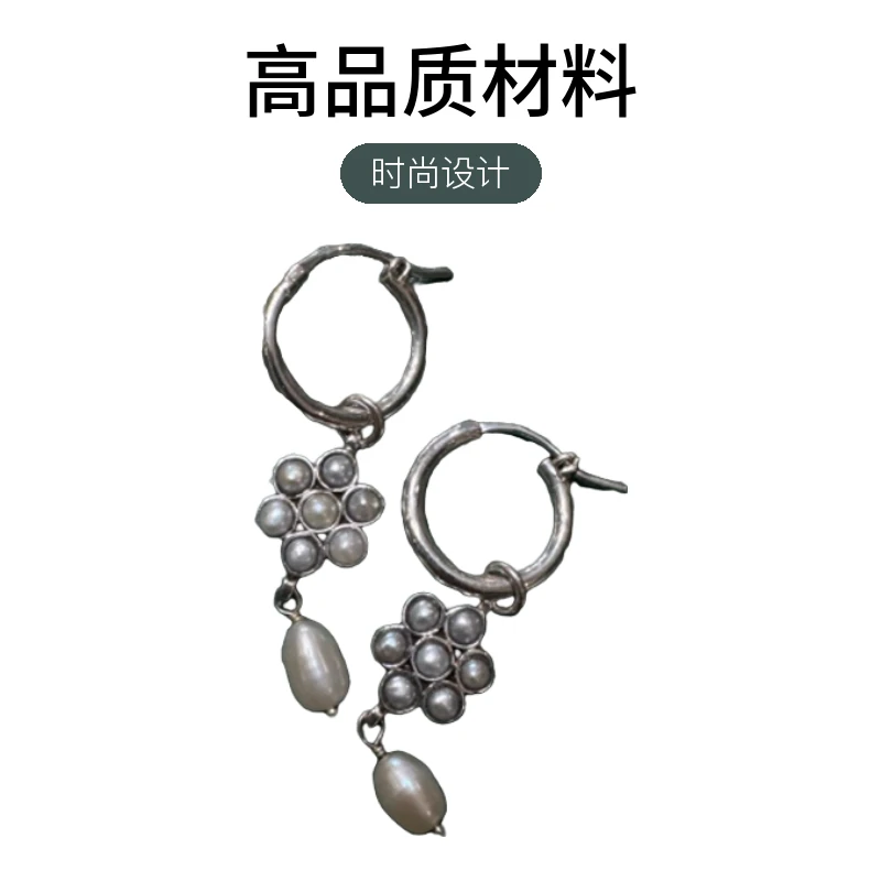 925银耳饰 复古款花型银色耳坠简约