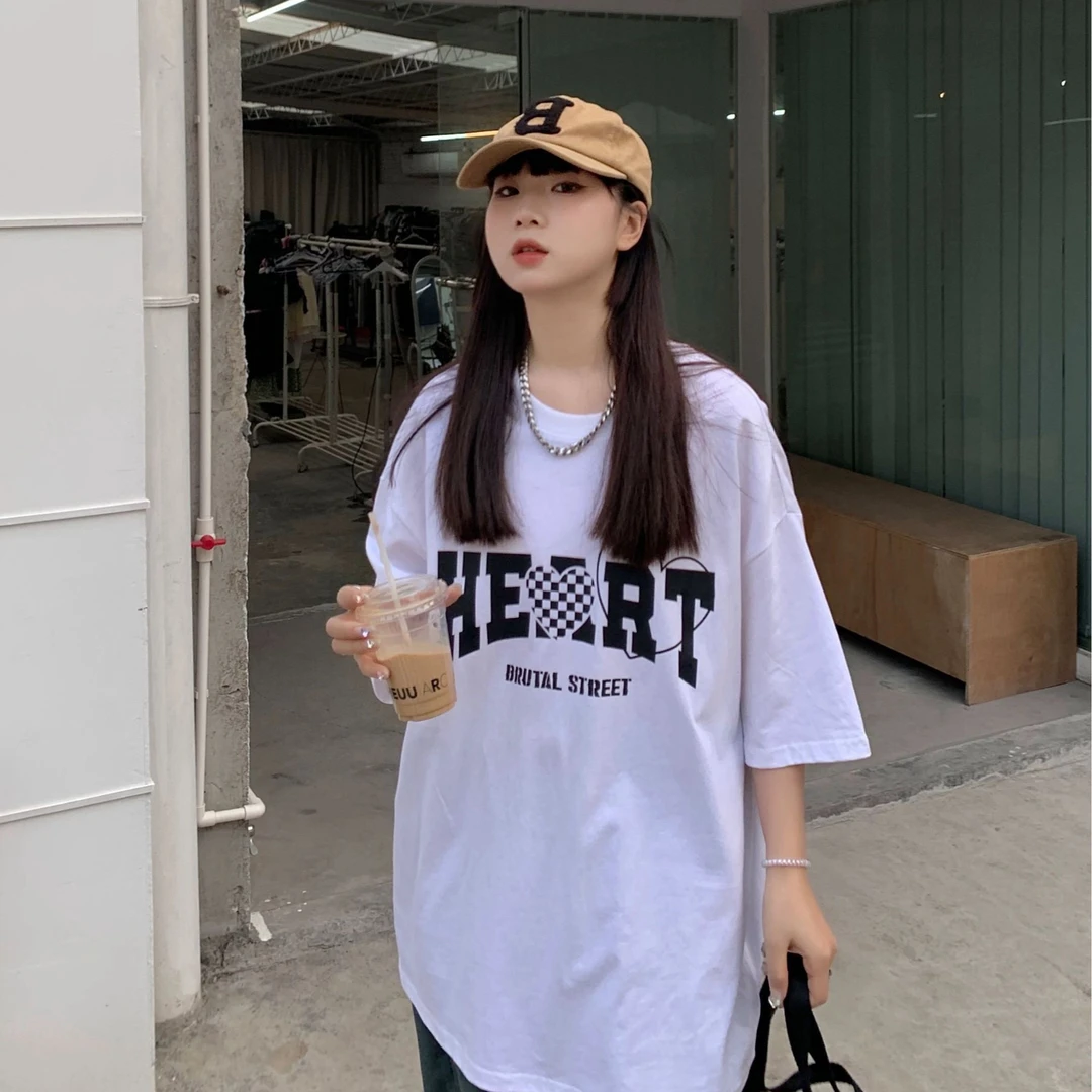 【11】001-200夏季薄款短袖宽松百搭上衣中长款半袖