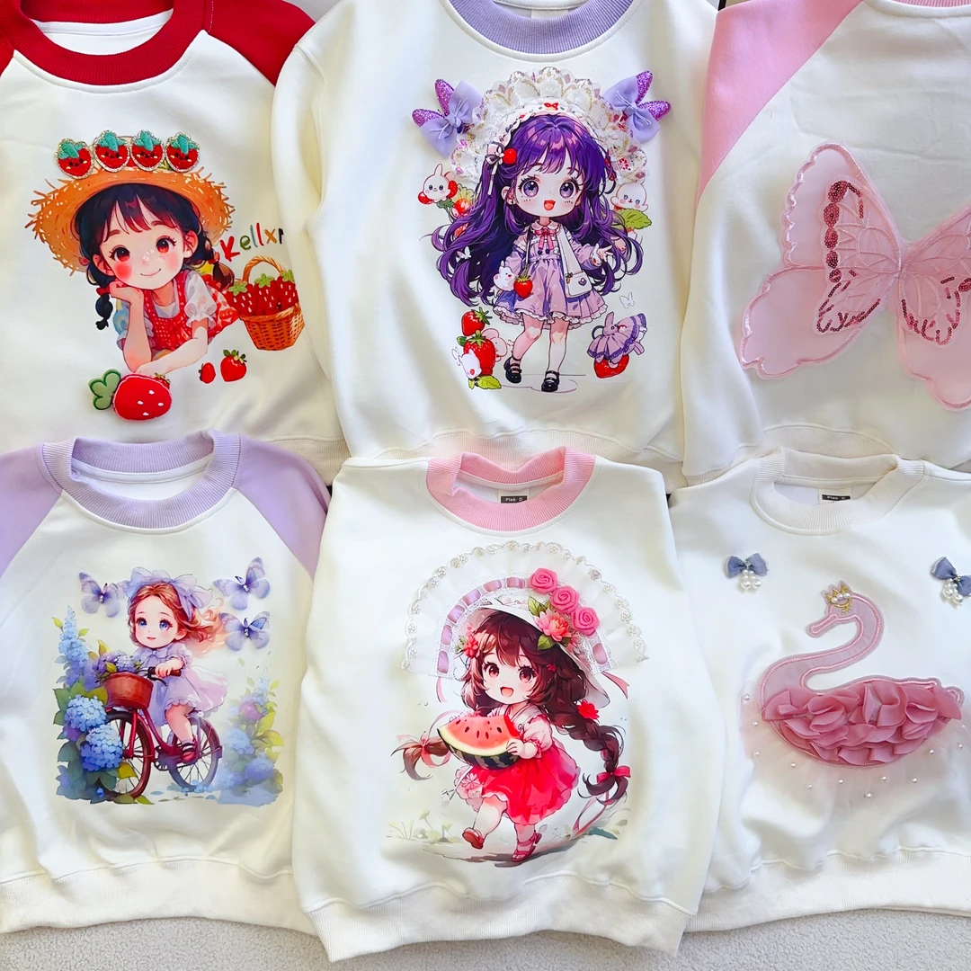 【秋款卫衣】秋季儿童亲子女童圆领上衣中大童时尚印花棉质长袖卫衣