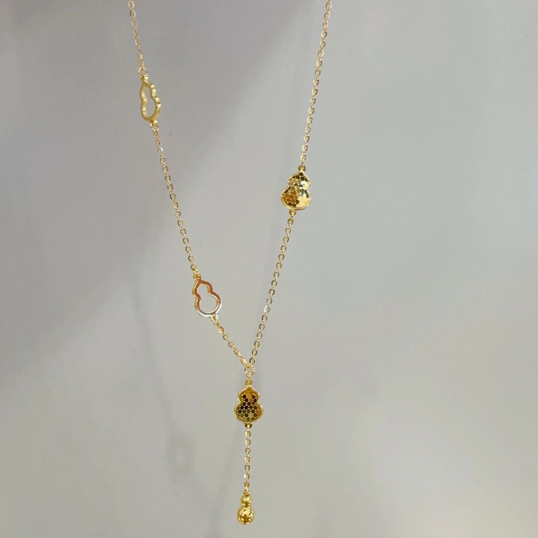 5G足金葫芦套链吊坠时尚小众百搭简约套链