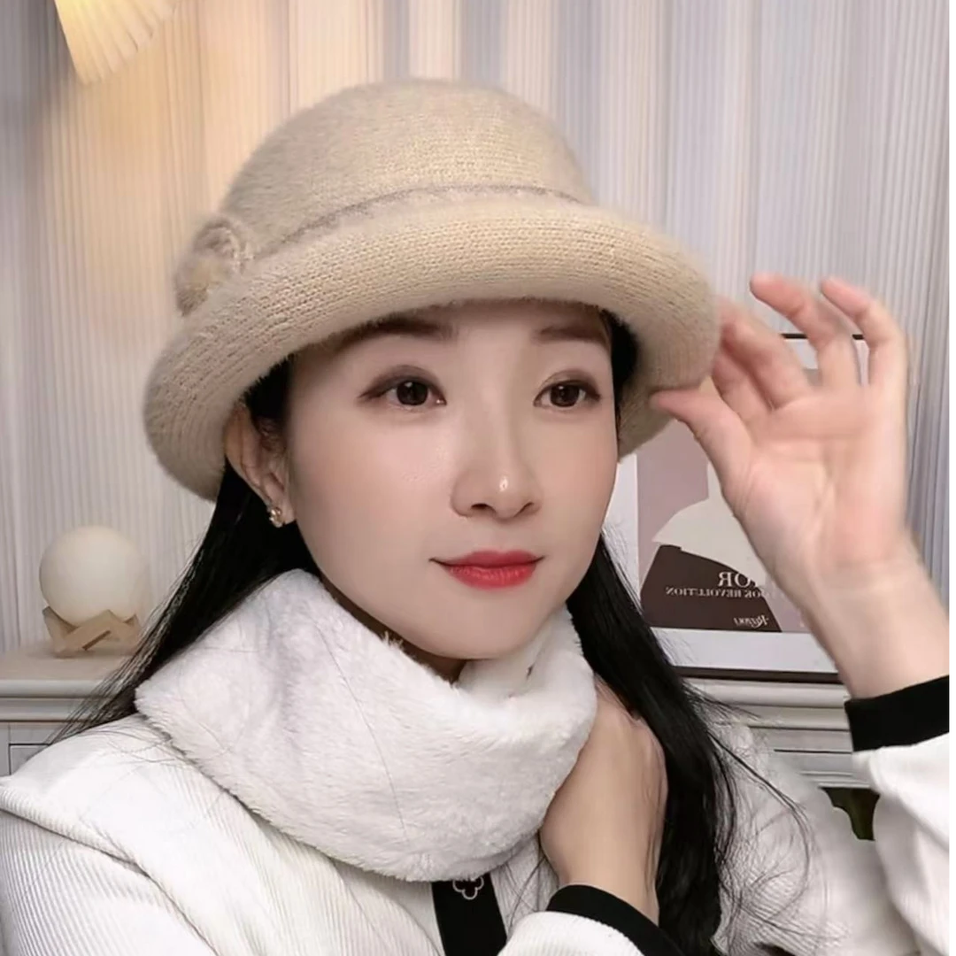 【MuXi】小头戴冬季双层加厚保暖中老年洋气女帽百搭时尚帽子可折叠