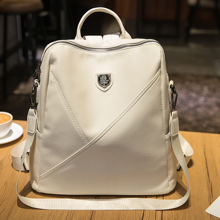 新款软皮双肩包女大容量潮流百搭女士出行旅游背包女休闲学生书包