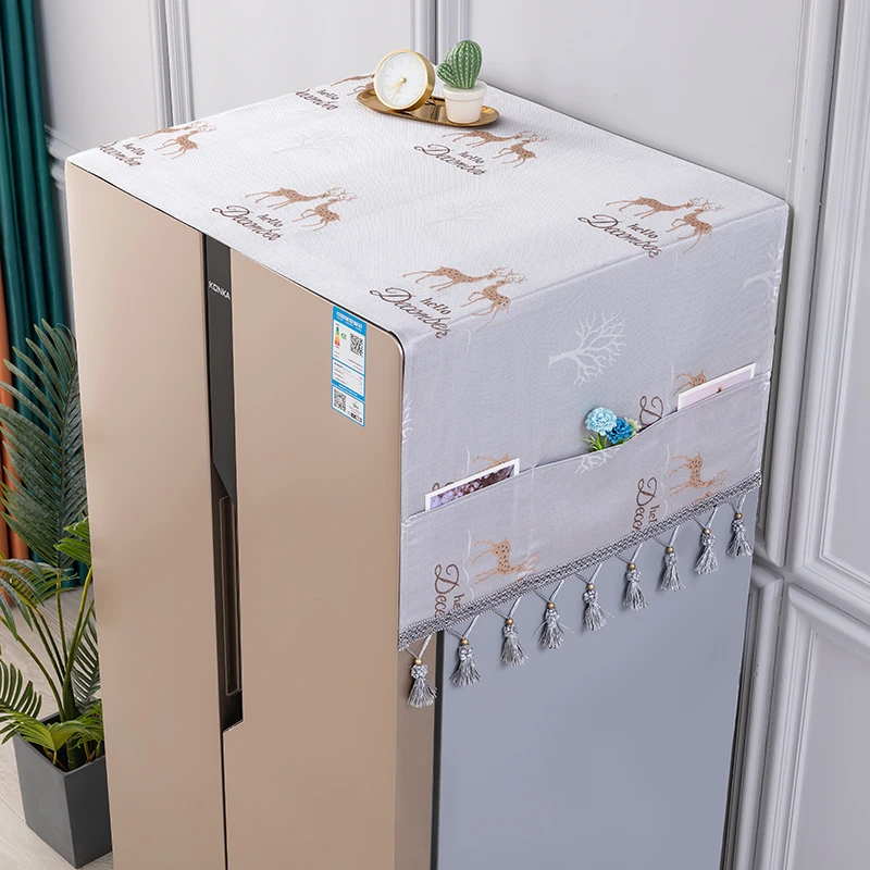 新款北欧风冰箱防尘罩盖布海尔美的单开门双开门通用型冰箱盖巾布