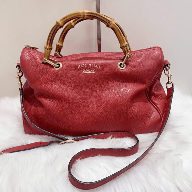 95新 GUCCI/古驰 古驰竹节手提斜挎包