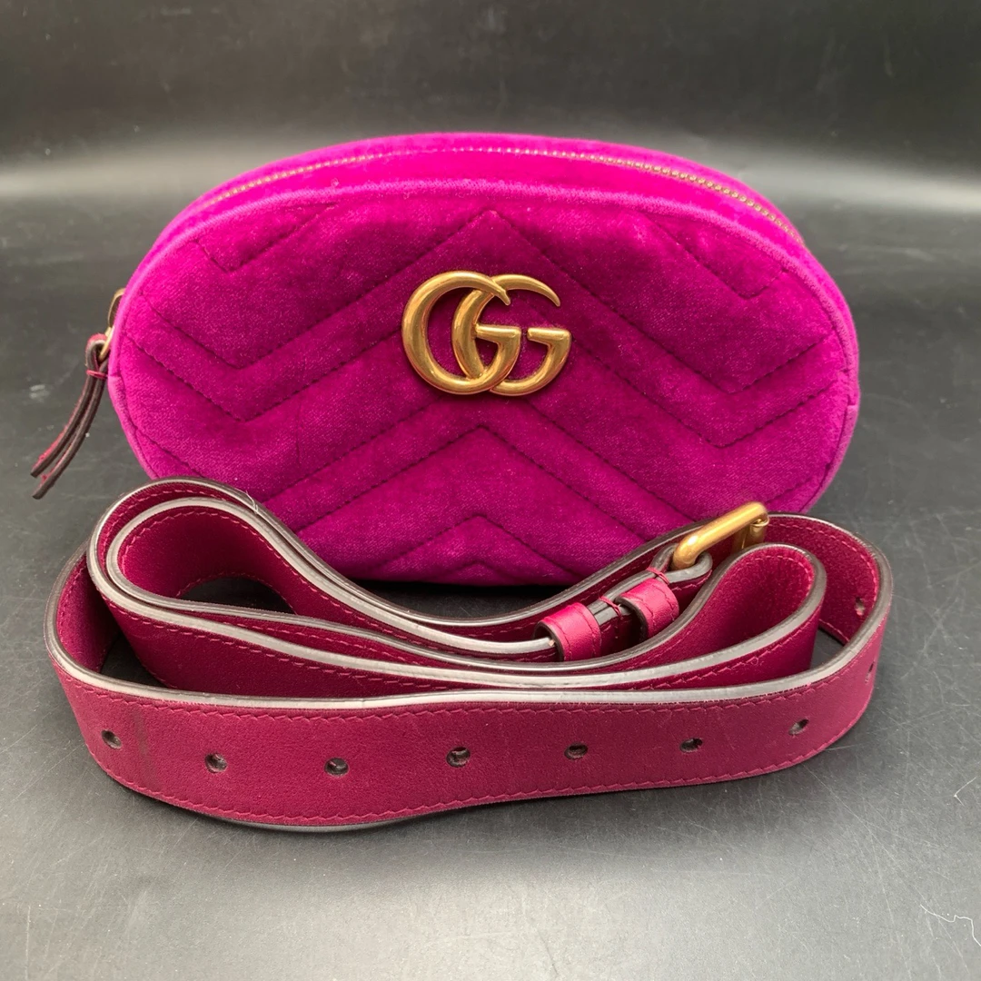 95新 GUCCI/古驰 双G丝绒  腰包