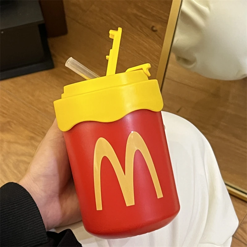 优米多可爱创意大容量双饮316不锈钢大容量吸管杯保暖保温杯防摔