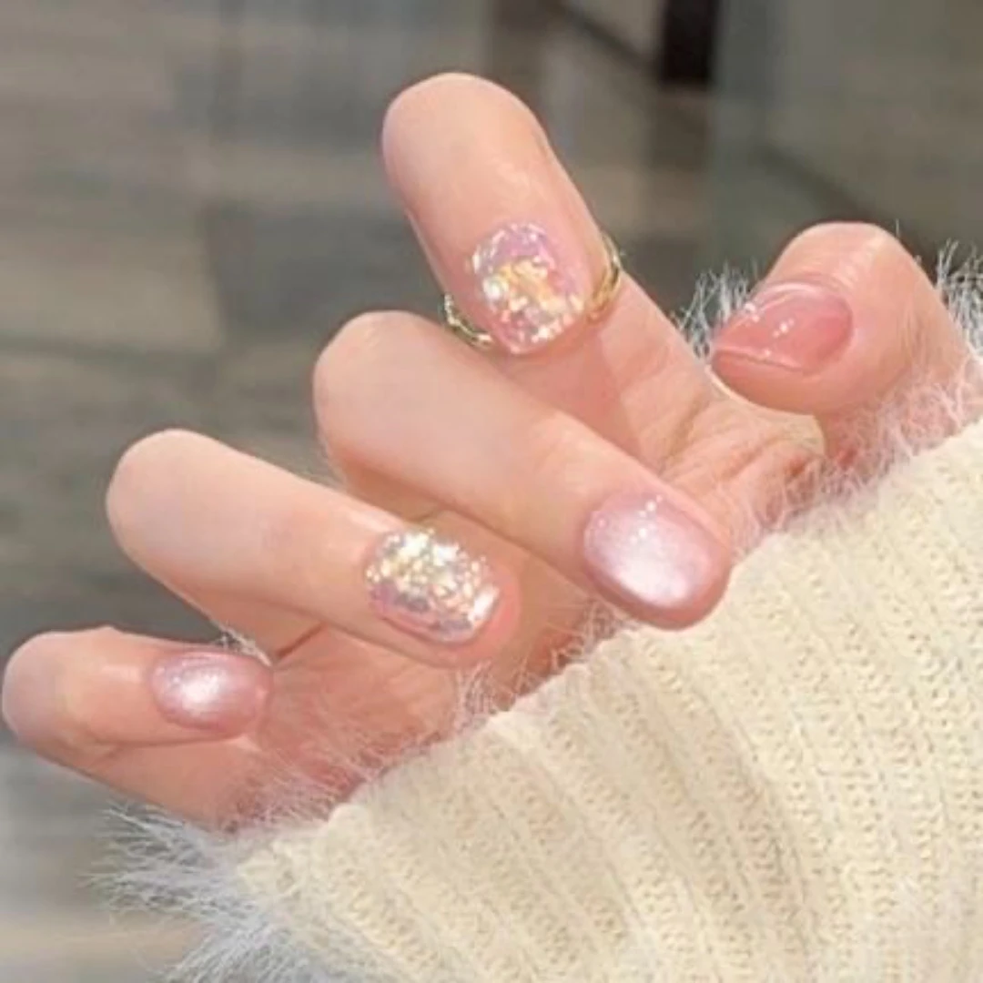 【仙鱼座】三仟纯手工穿戴甲 绵密猫眼 极光亮片 夏日清透感美甲