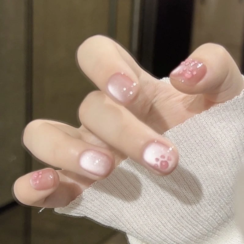 【猫爪奶冻】三仟设计手工穿戴甲 绵密猫眼 少女可爱水光猫爪美甲