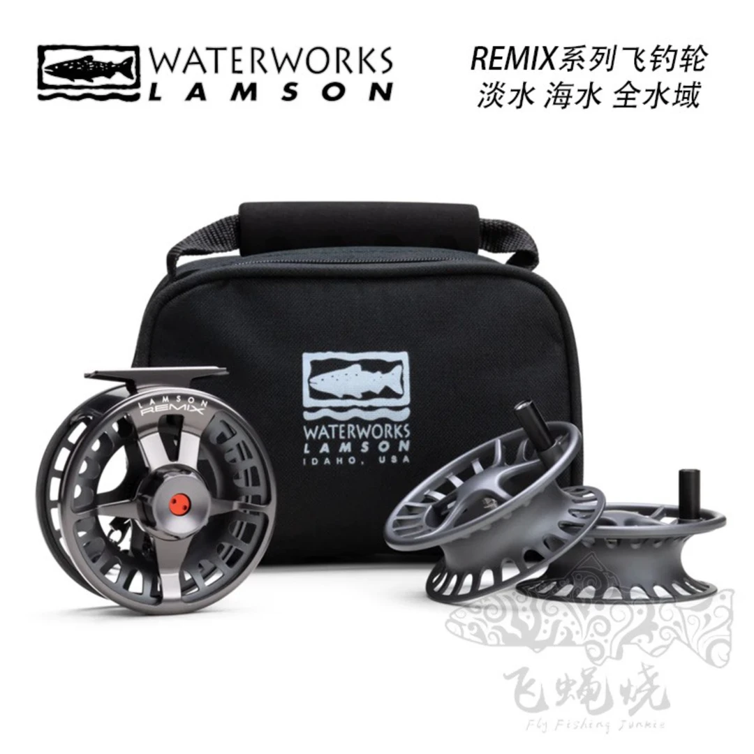 现货Lamson REMIX飞钓轮全水域三轮杯套装钓鱼轮全封闭刹车飞蝇烧