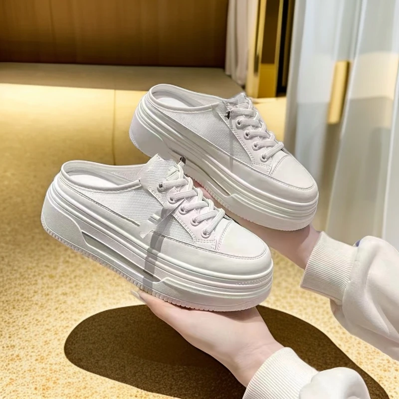 5305高品质韩版半拖小白鞋软底休闲百搭气质包头拖