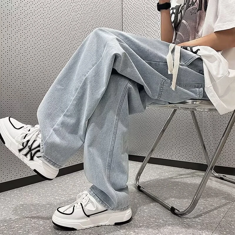 潮流牛仔裤男款夏季2025新款潮牌高街阔腿直筒工装休闲长裤子夏天